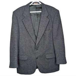Leishman Blue 42R 100% Wool Herringbone Two Button Suit Sport Jacket